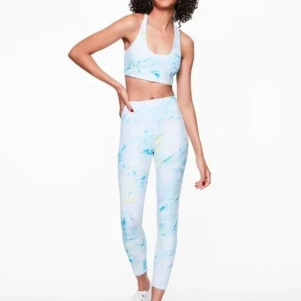 NWT Betsey Johnson white abstract tie dye racer back bra  &  leggings bundle, L